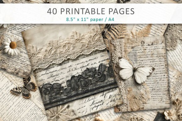Antique Handwritten Lace Floral Paper: A Design Asset