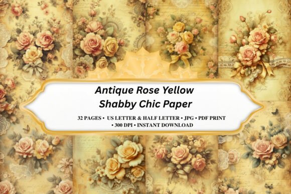 Antique Rose Yellow Shabby Chic Paper: A Design Asset Guide