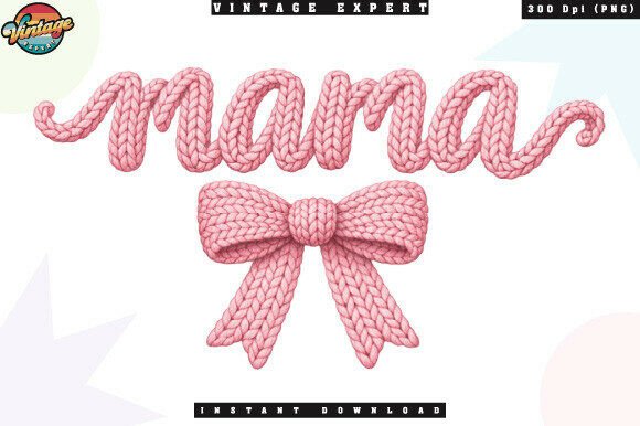 Charming Mama Crochet Yarn Faux Pink Bow PNG