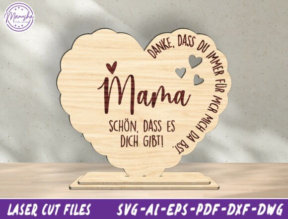 German Mother’s Day Sign Laser Cut File: A Design Asset for Meaningful Projects