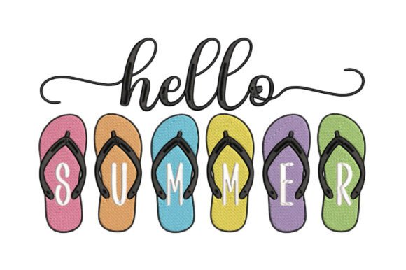 Hello Summer Flip Flop Embroidery Design: A Vibrant Creative Asset