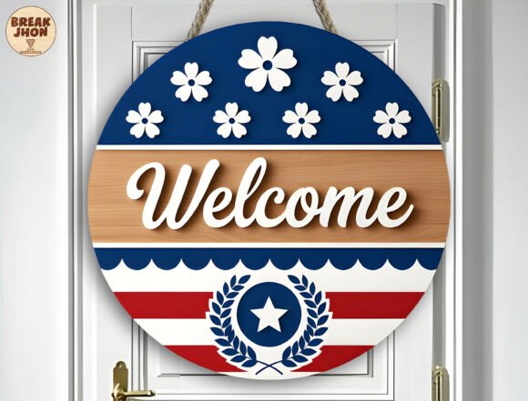 Patriotic Welcome Sign SVG for Laser Cutting