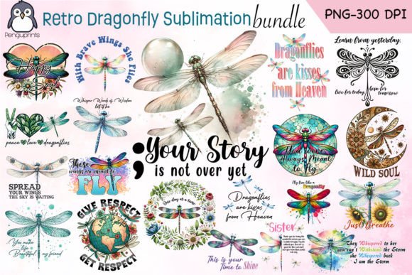 Retro Dragonfly Sublimation Bundle: Elevate Your Visual Design