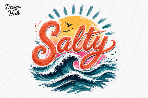 Salty Beach Waves PNG: Bold Coastal Design