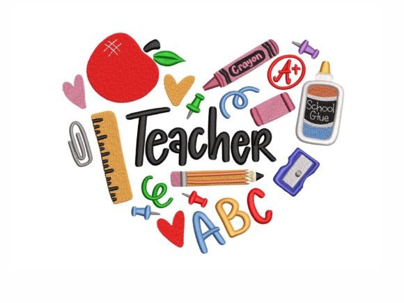 Teacher Heart: Embroidery Design for Appreciation