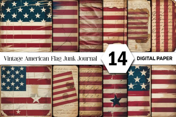 Vintage American Flag Junk Journal Pages: A Designer's Patriotic Toolkit